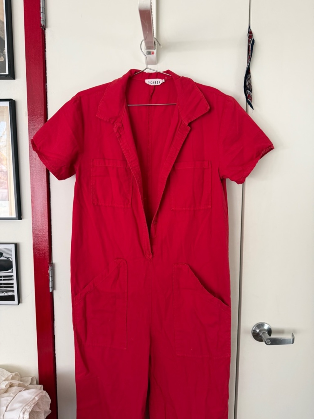 LACAUSA Red Lucky Short-Sleeve Jumpsuit - Picture 7 of 8
